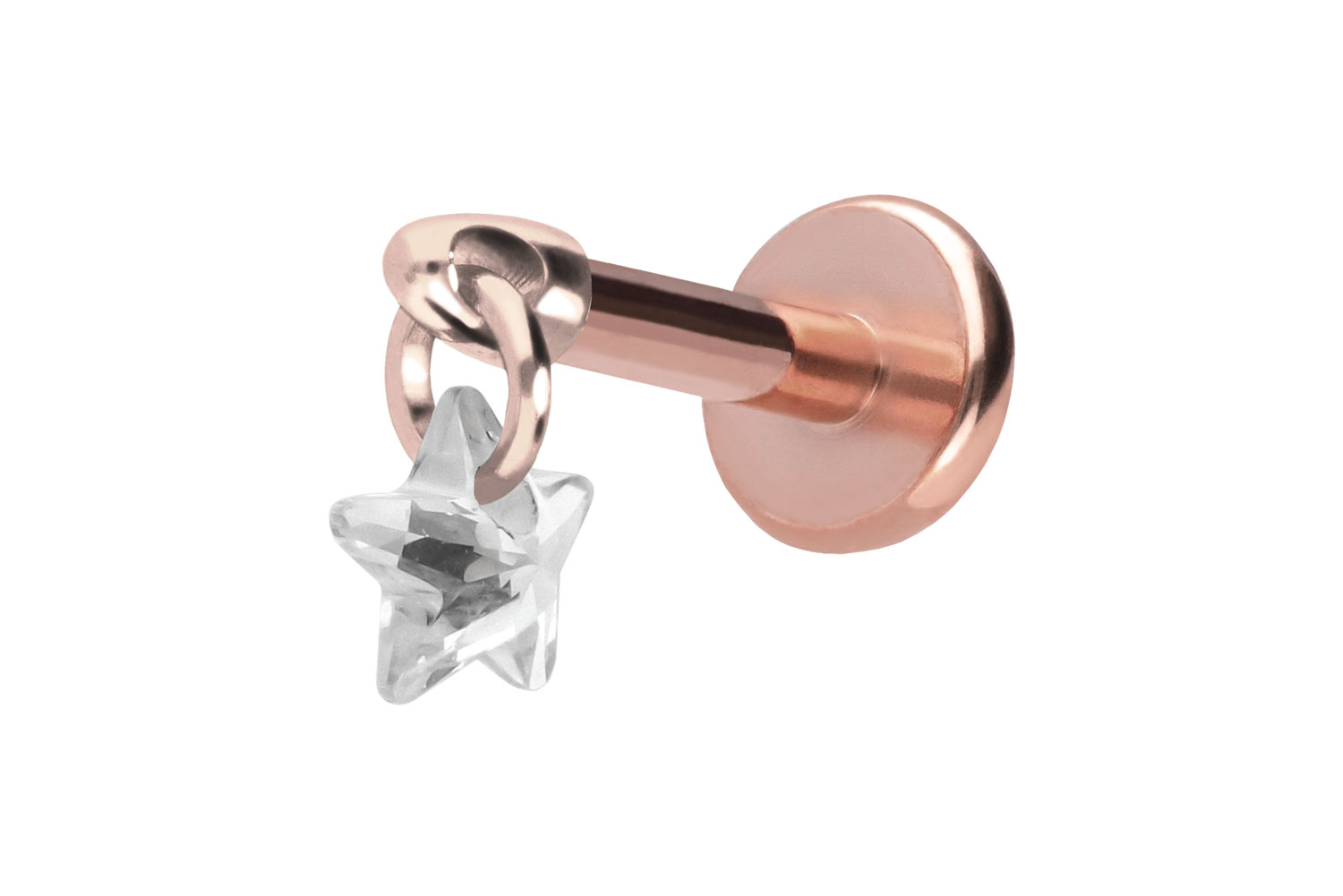 Titan Labret Piercing mit Push Fit KRISTALLSTERN